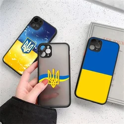 For iPhone 13 14 15 Pro Max Ukraine Flag Badge Phone Case For iPhone 11 12 Pro Max 13 Mini X XS Max XR 7 8 Plus Clear Hard Cover