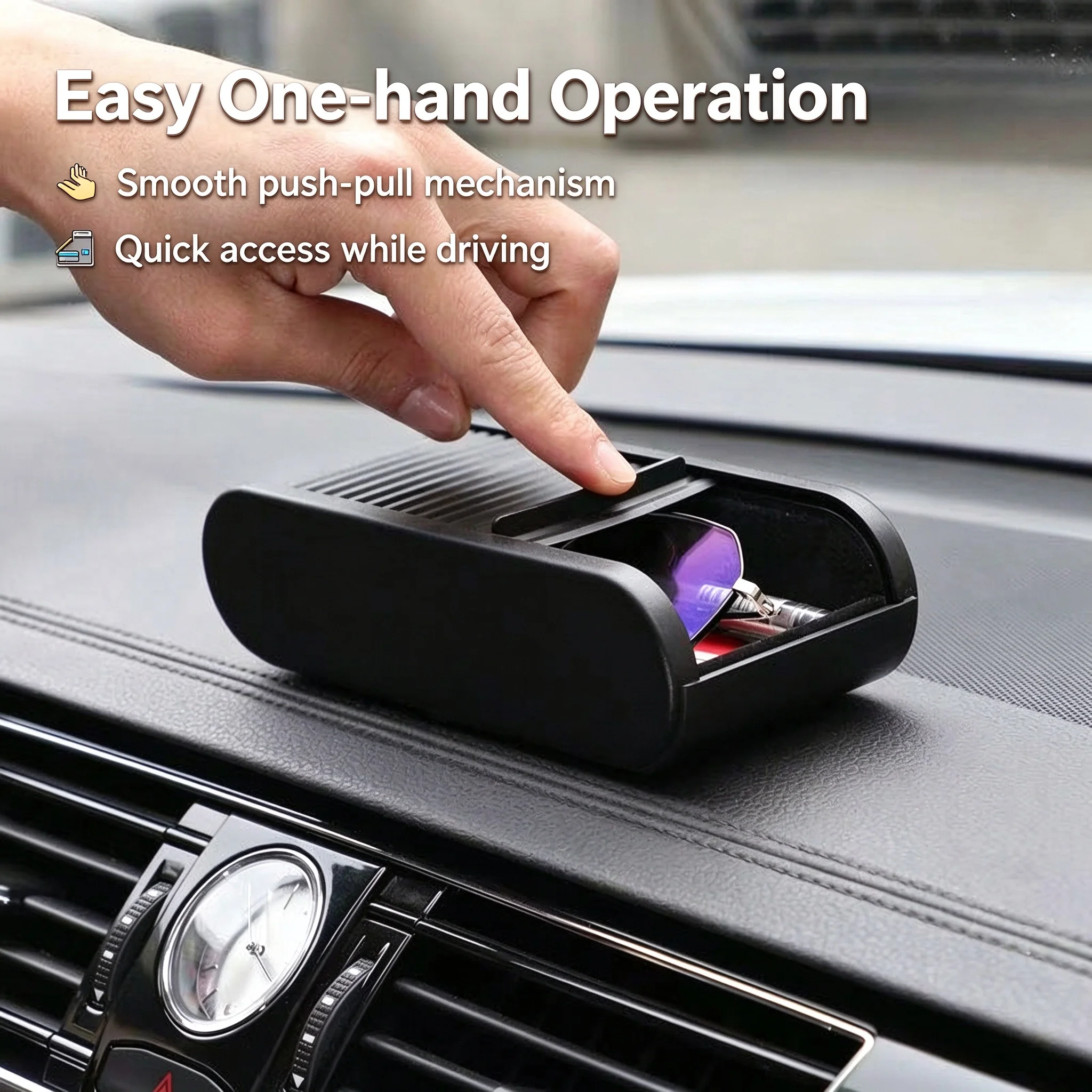 Car Accessories Center Console Storage Box Pull-out Drawer Organizer Soft Velvet Lining Anti-slip Tray for Sunglasses Keys Coins