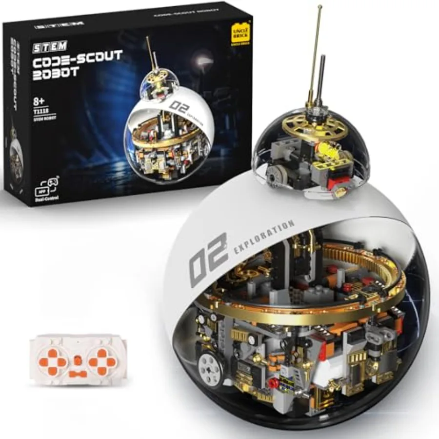 

STEM Building Kit for Boys 8-12 Teens Adults: Programmable Rolling Sphere Robot with Remote Control Sci-Fi Futuristic Collectib