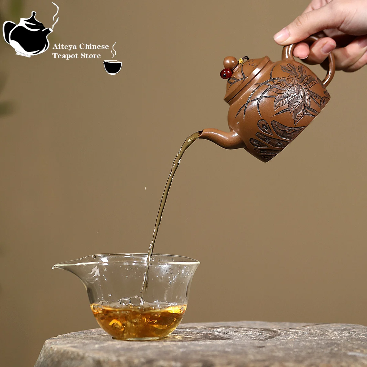 Bule de argila roxa Yixing, minério original, ouro vermelho, argila vermelha, fragrância de lótus, bule de lanterna de palácio, conjunto de chá kung fu