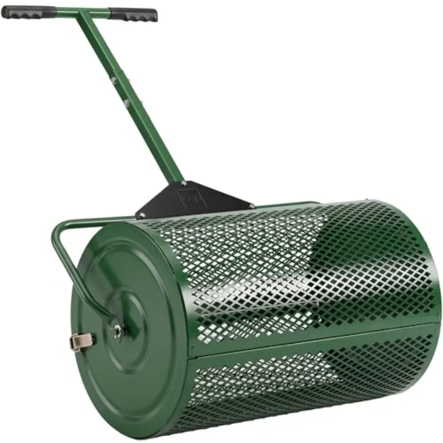 

Compost Spreader 24-Inch for lawn topdressing heavy-duty steel construction black finish adjustable T-handle for precise contro