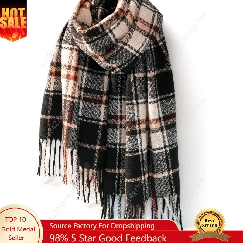 

FURTALK Winter Warm Scarf for Women Cashmere Feel Shawl Wraps Tassel Plaid Oversized Scarves