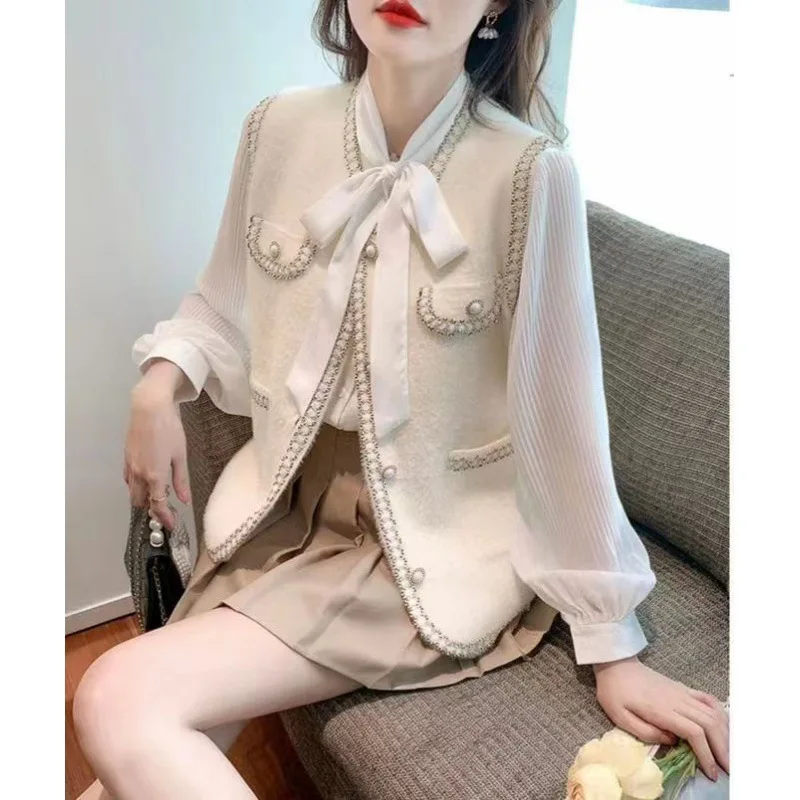 Xiaoxiangfeng Spring And Autumn Knitted Sweater, Small Camisole Shoulder, High-End Sense, Fashionable Trend, Wing Mink Fur