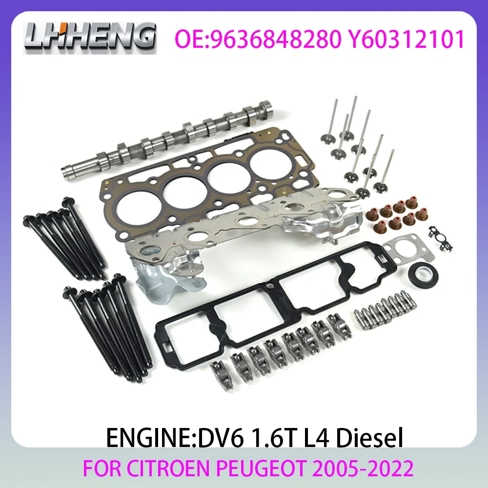 Conjunto de junta de eixo de comando e cabeça de cilindro de motor DV6 para CITROEN C4 C5 DS3 DS4 PEUGEOT 1.6L 1.6 L T L4 Diesel 05-22 9636848280