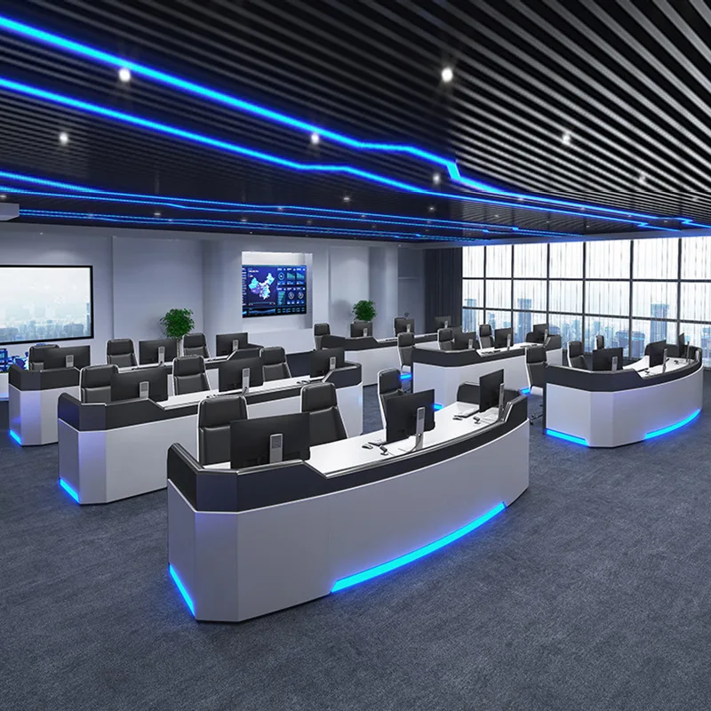 Modern LED Command Center Monitoring Console Desk Conference Table Booth Anchor Station Staff Reception Desks