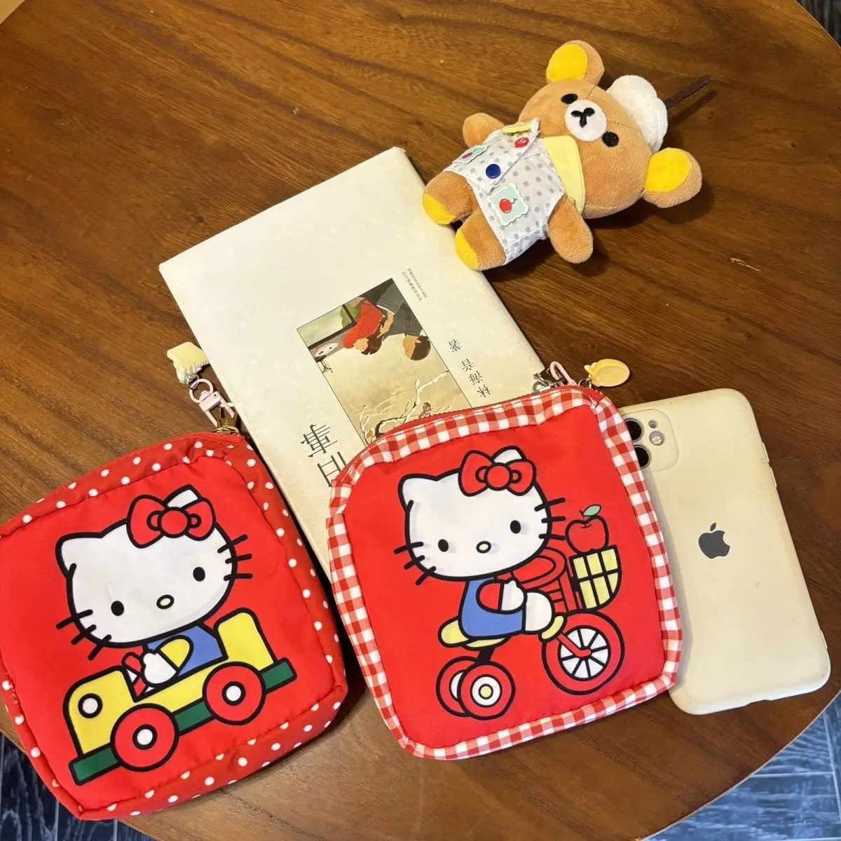Multifunctional Hellokitty Storage Bag Cute Cartoon Polaroid/Sanitary Napkin/Change/Id/Makeup Bag Storage Bag Girl Birthday Gift