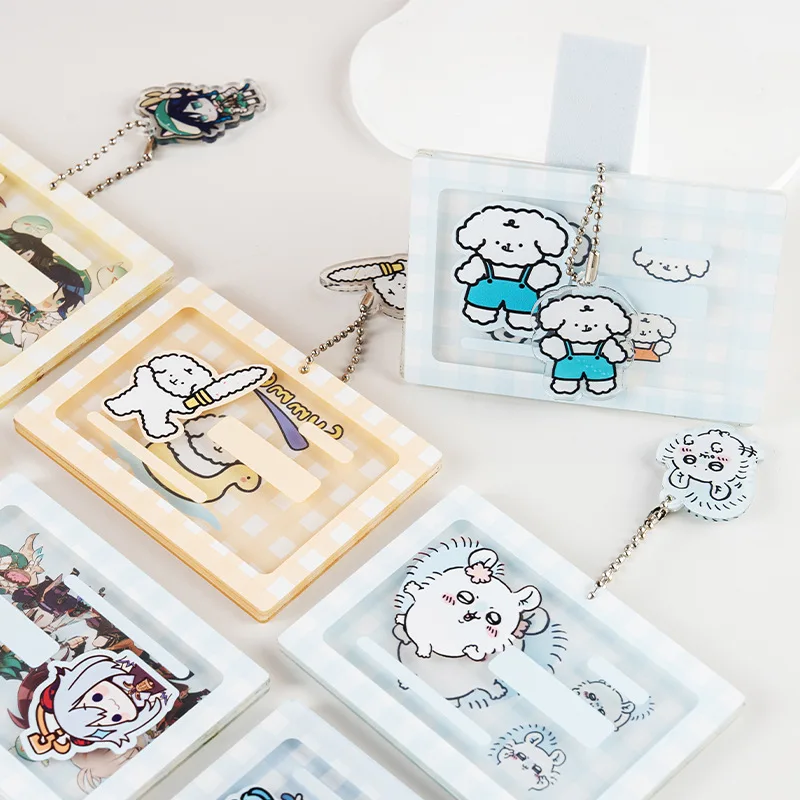 جديد Chiikawa الكرتون أنيمي Momonga الاكريليك غطاء بطاقة الهوية لطيف طالب عالية الجمال انزلاق غطاء بطاقة غطاء هدية للأطفال #3