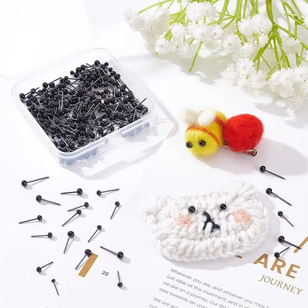 300pcs Black Craft Eyes Plastic Eye Ball Needle Felting Bear Eyes Stuffed Animal Eyes Safety Eye for Amigurumi Puppet Animal