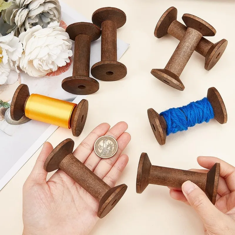 8pcs Wooden Spools 3.1 inch Sewing Bobbins Empty Embroidery Thread Spool Wire Weaving Bobbins for Embroidery Sewing