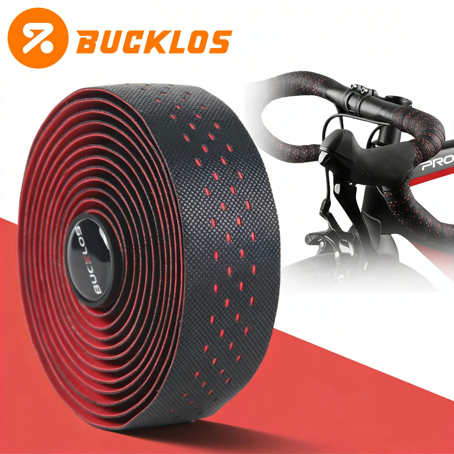 BUCKLOS Road Bike Handlebar Belt Wrap Bar Tape Anti-Slip Breathable Hole Comfortable Shock Absorbtion Bicycle Handle Bandage
