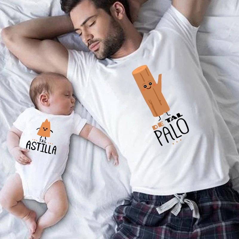 Funny Family Matching Shirts De Tal Palo Tal Astilla T-shirts Daddy and Boys Girls Tees Baby Rompers Father's Day Outfits Gifts