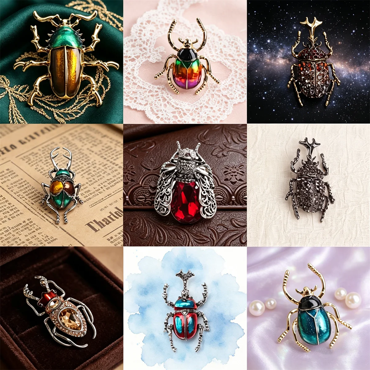 SKEDS Exquisite Mode-Brosche für Damen und Herren: Klassischer Kristall-Käfer-Anstecker im Vintage-Retro-Stil mit Strass-Insektenmotiv