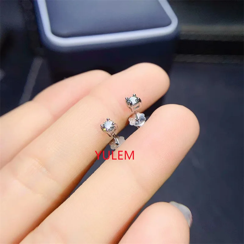 YULEM Diamond 100% Dark Gray Moissanite Earring Real 925 Sterling Silver Jewelry Simple Design for Women