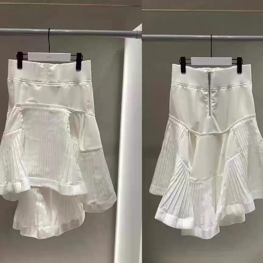 

25 Spring and summer new solid color high-waisted slimming skirt irregular pleated half skirt women y2k