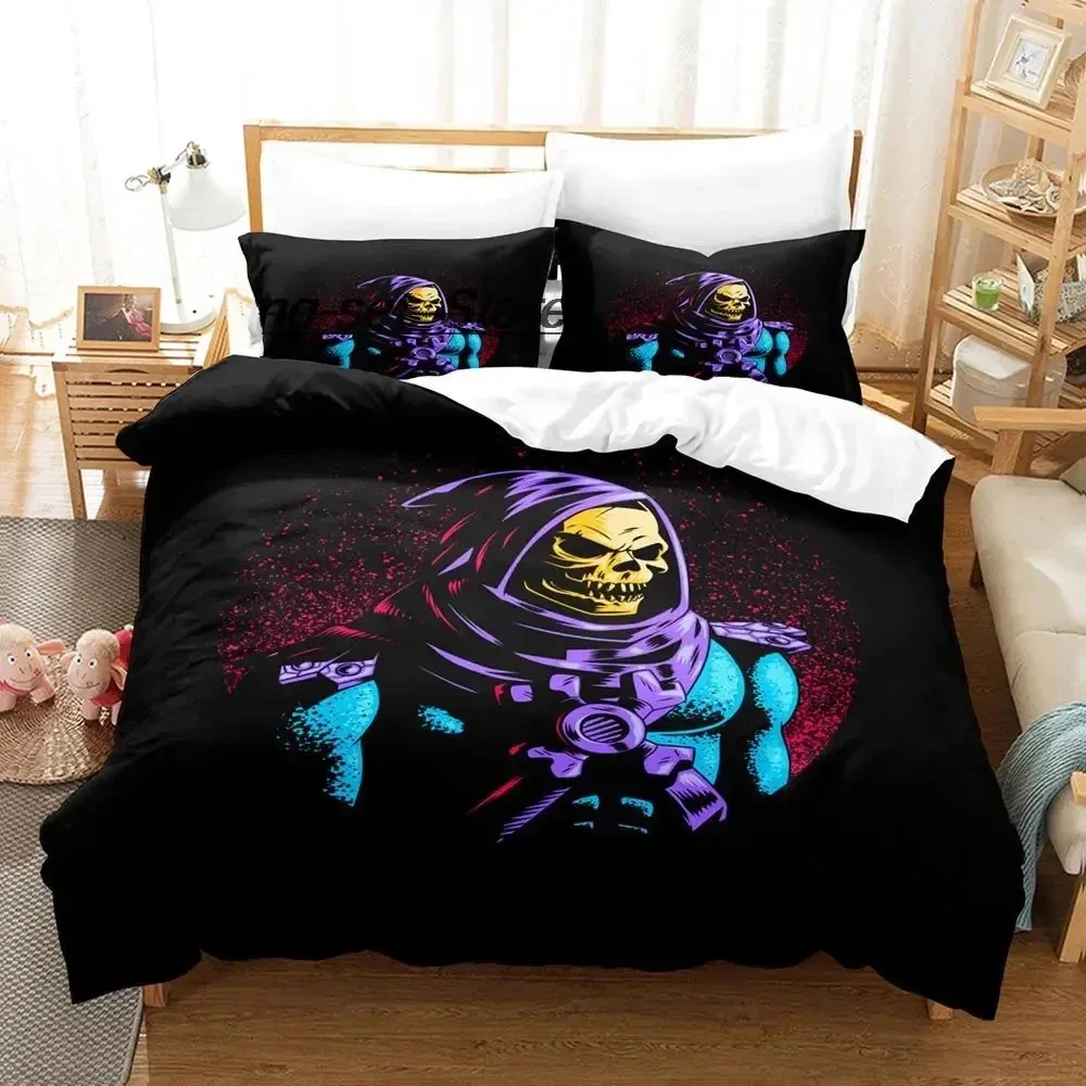 New 3D Skull Skeletor Bedding Set Single Twin Full Queen King Size Aldult Duvetcover Sets for Boys Bedroom Anime Bed Sheet Set