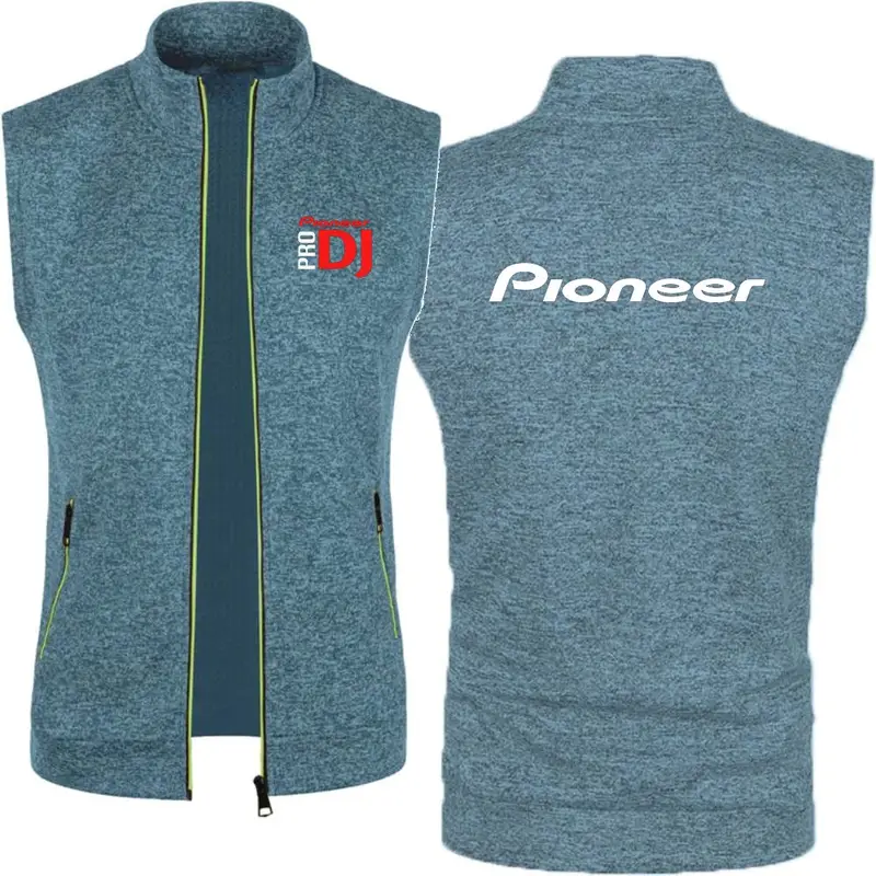 Men's Waistcoat Fleece Tank DJ Pioneer PRO Men's Knitted Velvet Top Zipper Vest Sleeveless High Neck Fleece Jacket Men Wear - Image 5