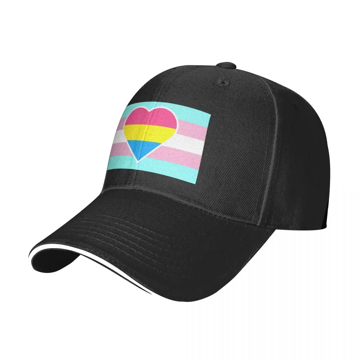 Transgender Pride Flag with Pansexual/Panromantic Heart Baseball Cap Vintage Uv Protection Solar Hat Women Beach Fashion Men's