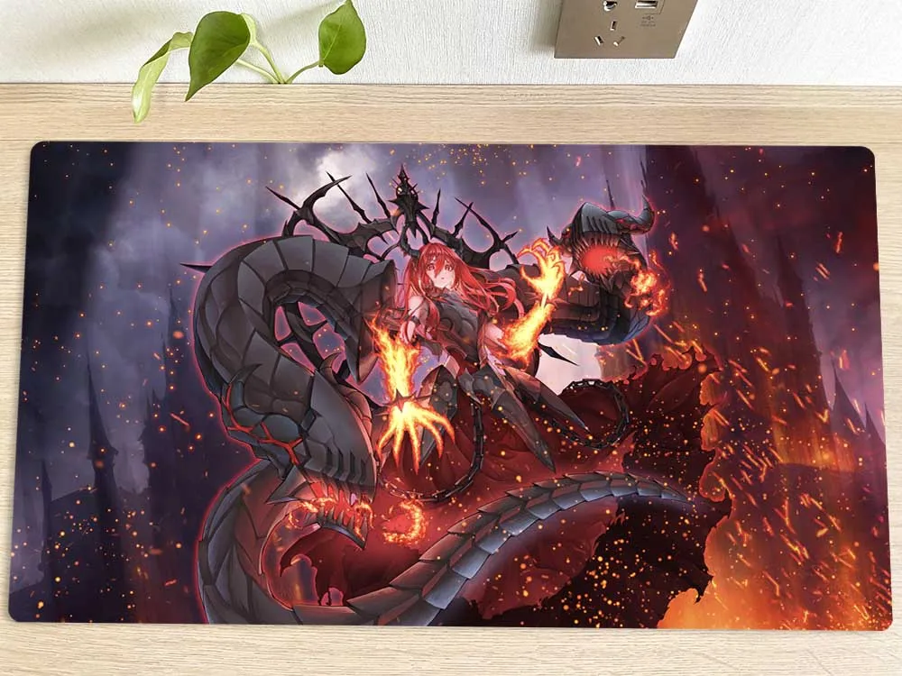 YuGiOh Table Playmat Promethean Princess, Bestower of Flames TCG CCG Mat Trading Card Game Mat Mouse Pad Play Mat Mousepad