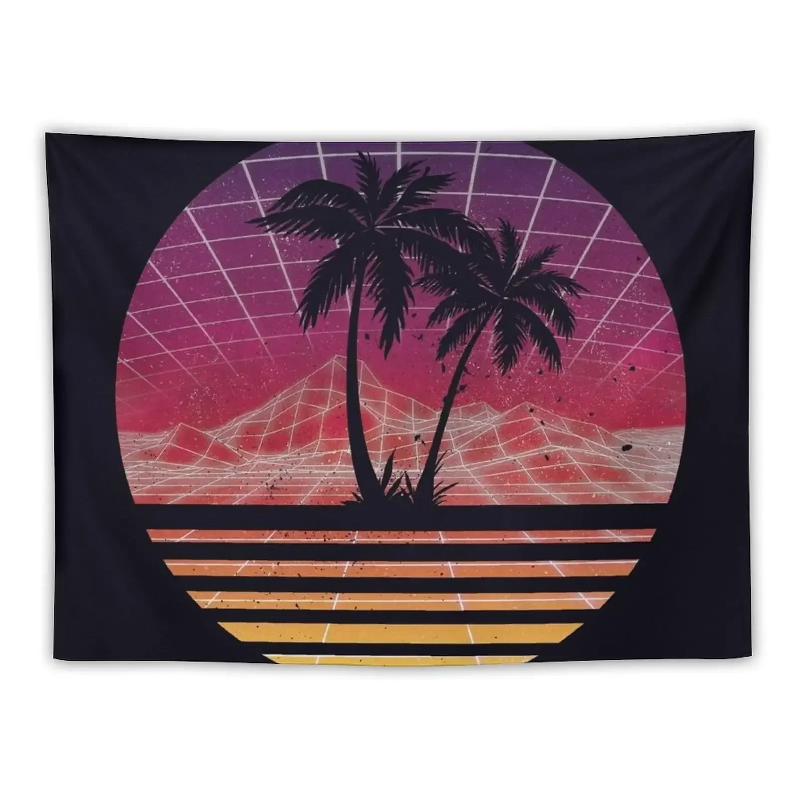 Modern Retro 80s Outrun Sunset Palm Tree Silhouette - Original Tapestry Room Ornaments Decoration For Home Hanging Wall Tapestry