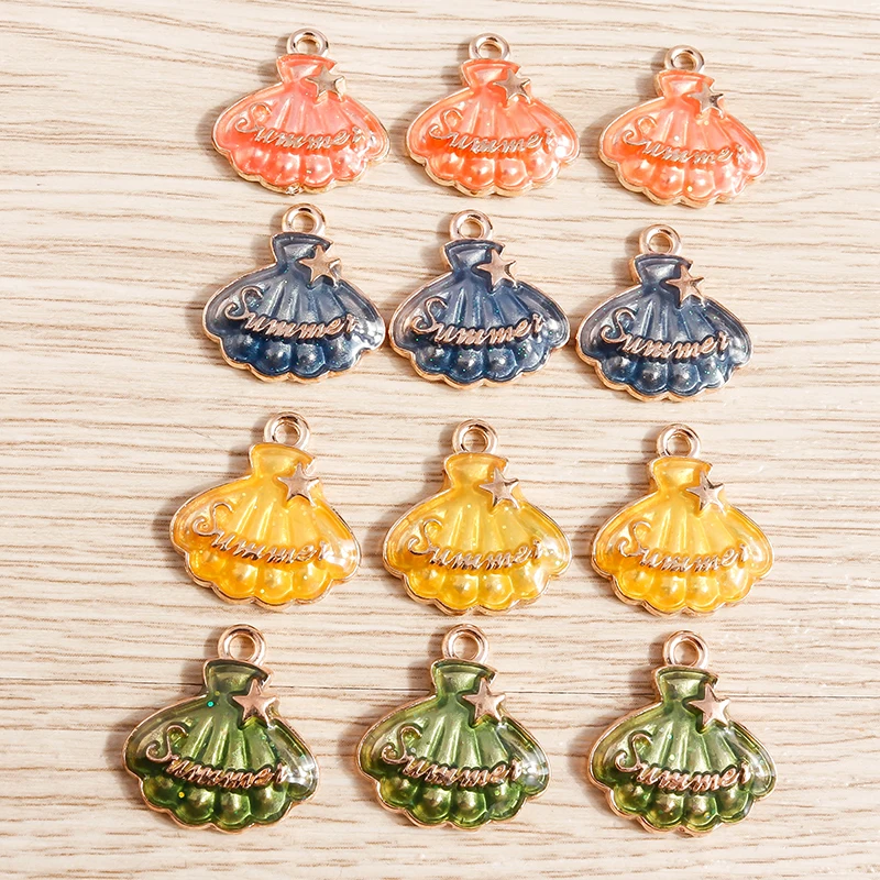 10 Stück niedliche Meereslebewesen-Anhänger, Emaille-Muschel-Anhänger, Schmuckanhänger für die Herstellung von Ohrringen, Halsketten, Armbändern, DIY-Bastelzubehör – Detail 4