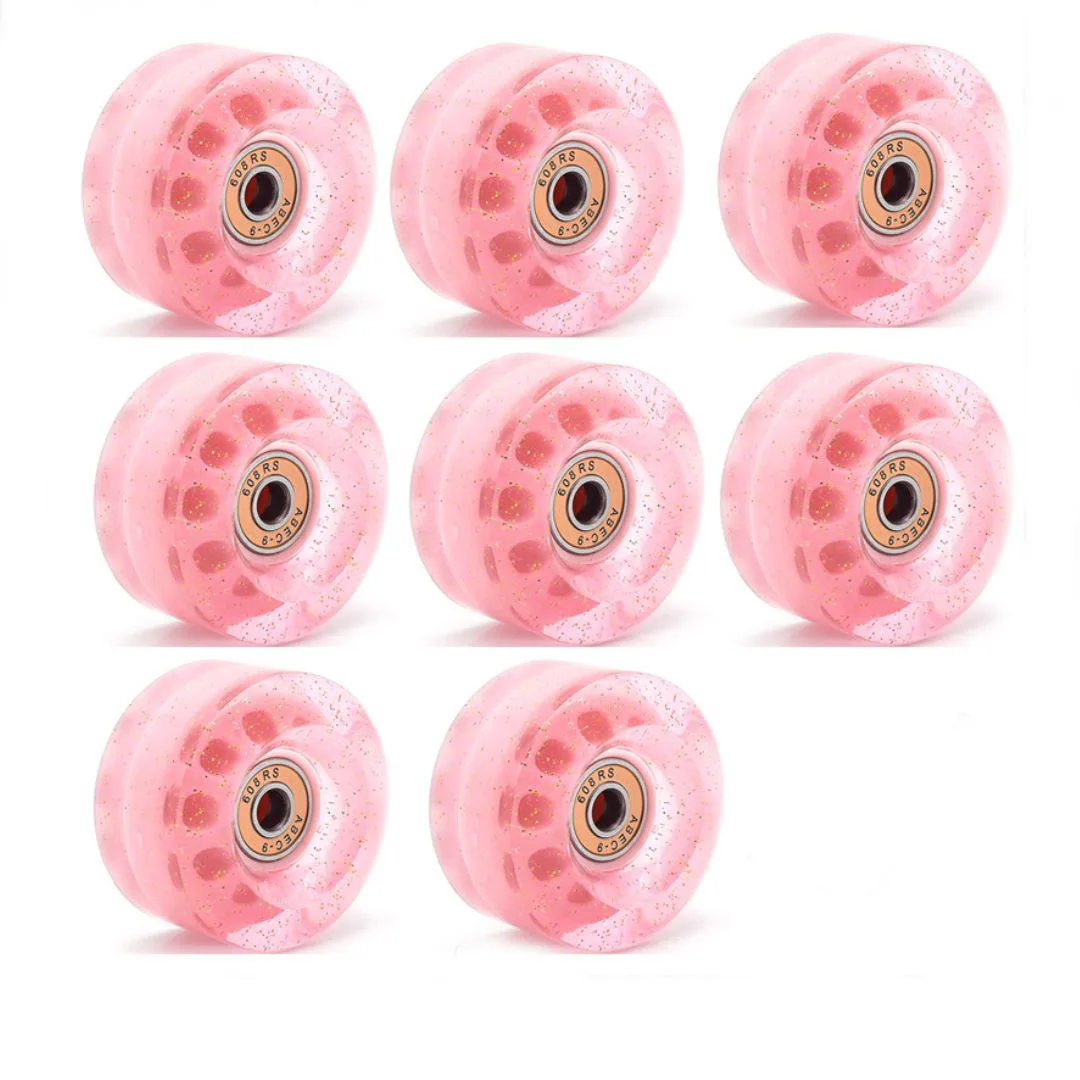 

8 Pack 58*32mm No Light Indoor QUAD Roller Skates Wheels 82A double Line Skates Wheels with Bearings for Double Row Skating