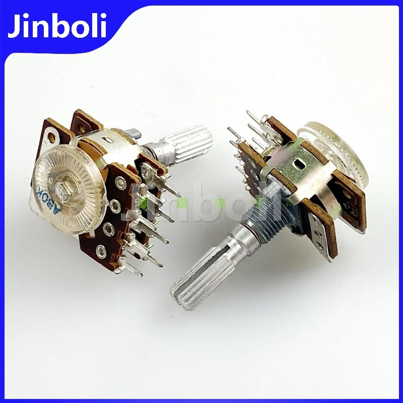 2PCS 16-type 8Pins Double A50K With Equal Sound tap, step-by-step Audio Amplifier Volume potentiometer, Shaft Length 25MM