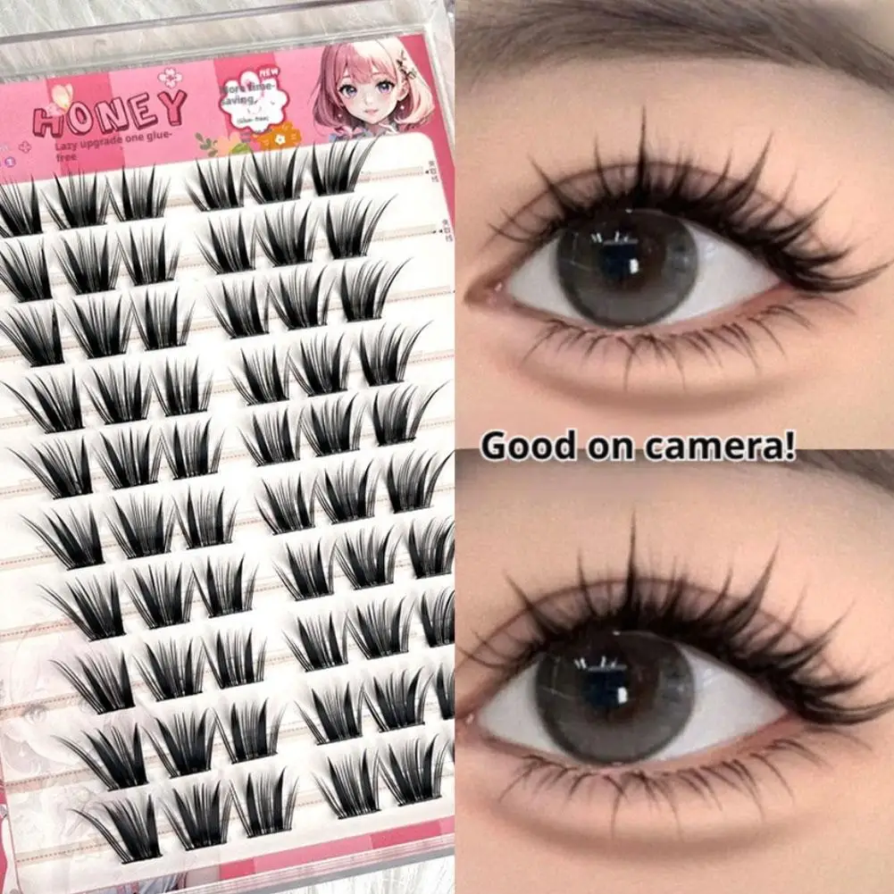 Glue-free Self-adhesive False Eyelashes DIY Natural Dense Fluffy Curling Up Segmented Manga false Eyelash Reusable Makeup Tool