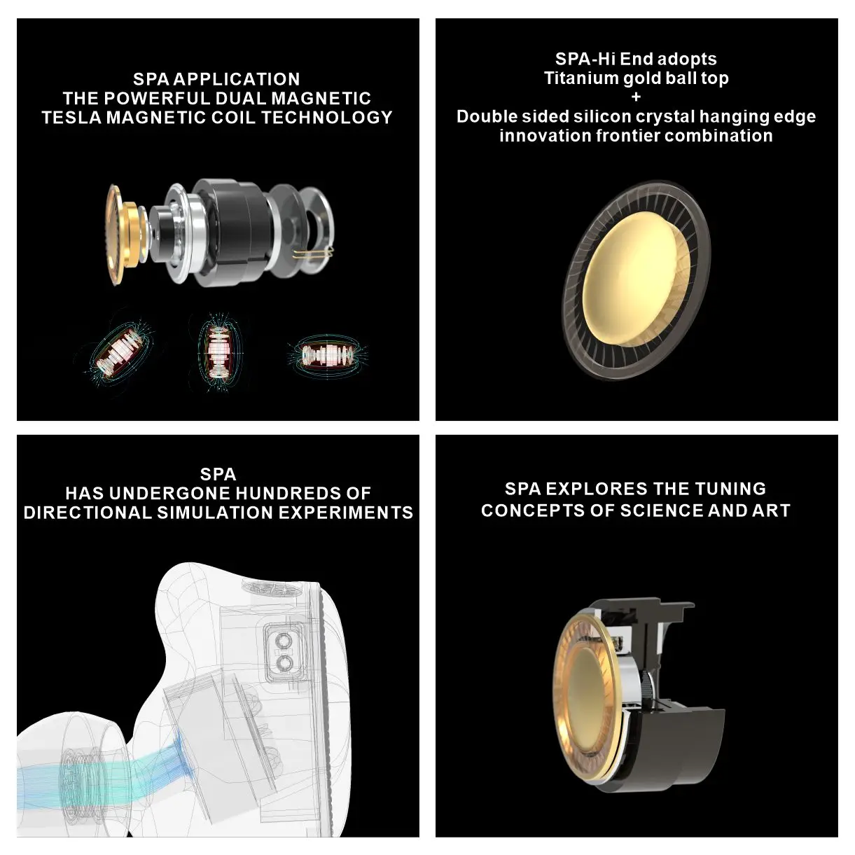 EarAcoustic Audio SPA-Hi End Series Silver Angel HiFi Iems Doublesided Composite Diaphragm Dual Magnetic Chamber Dynamic Driver