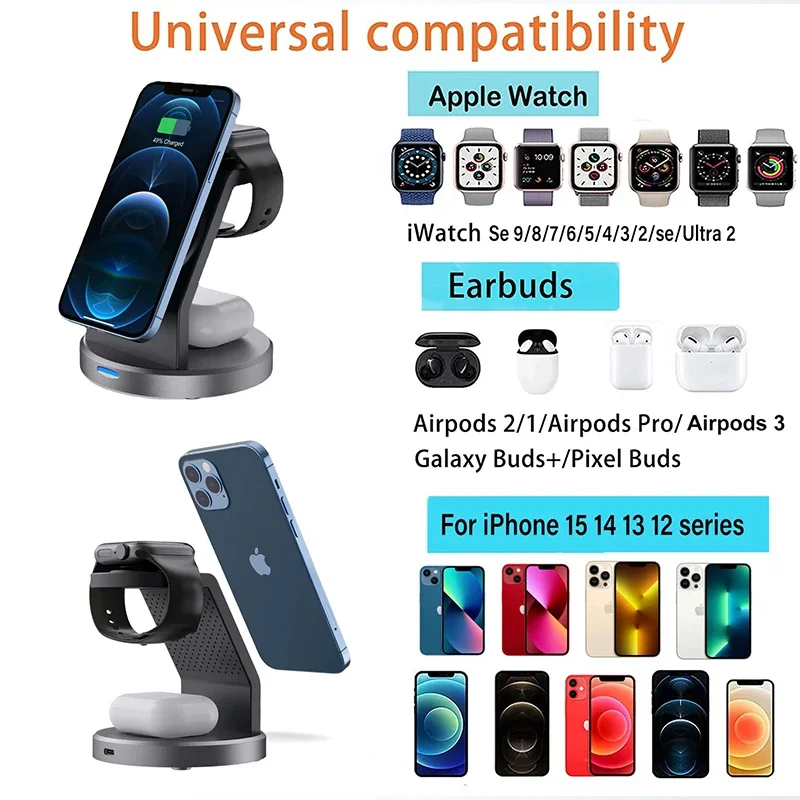 3-in-1 Kabellose Ladestation für MagSafe-Ladegerät Kompatibler Schnellladeständer für iPhone 17 16 15 14 13 Apple Watch AirPods – Detail 8