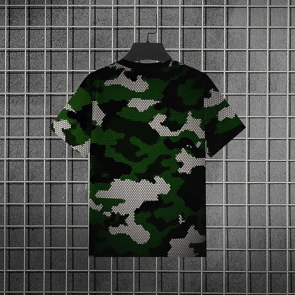 Outdoor Camping Camouflage 3D Print T Shirt Sports Lightweight Breathable Short Sleeve T-shirts Men's Basic Round Neck Tops