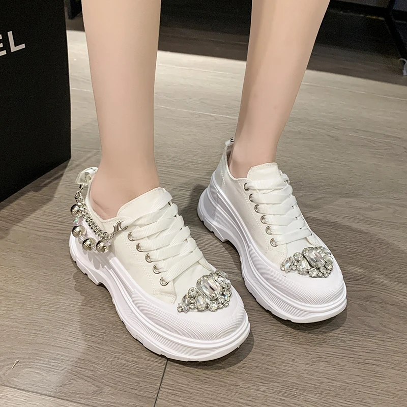 High quality Full Diamond Women\'s Fashion Breathable Non-slip Casual Luxury designer Sneakers Skateboard Shoes zapatos mujer