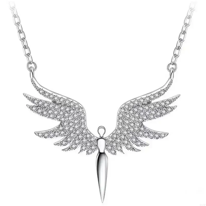 91AF 91AF Elegant Angel Wing Necklace With Sparkling Zircon Stones For Women Perfect For Daily Wear And Special Occasions - Aliexpress Deal