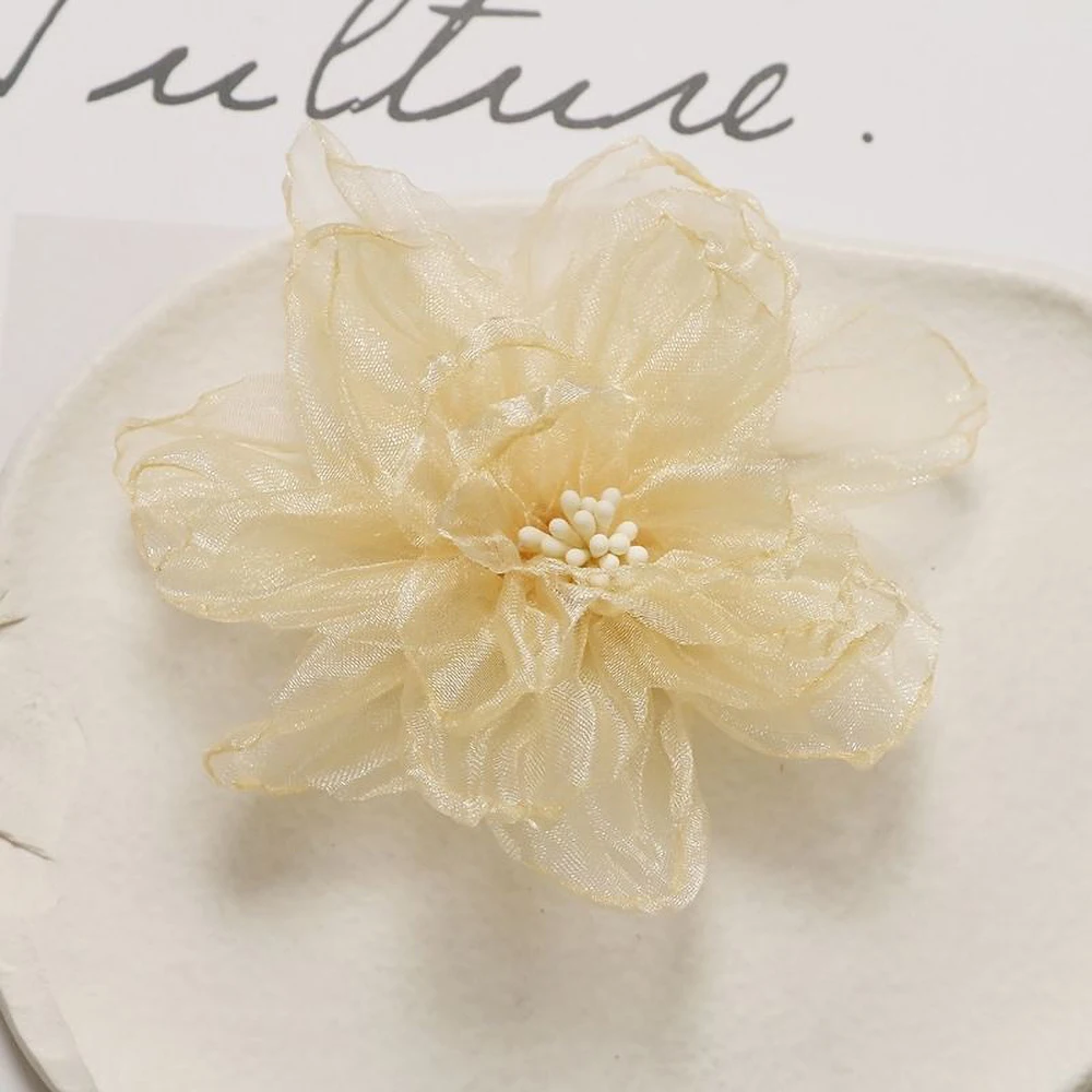 2Pcs Pink Artificial Flowers DIY Wedding Dress Clothing Shoes Hats Hairpin Jewelry Accessories Fabric 9CM Wide