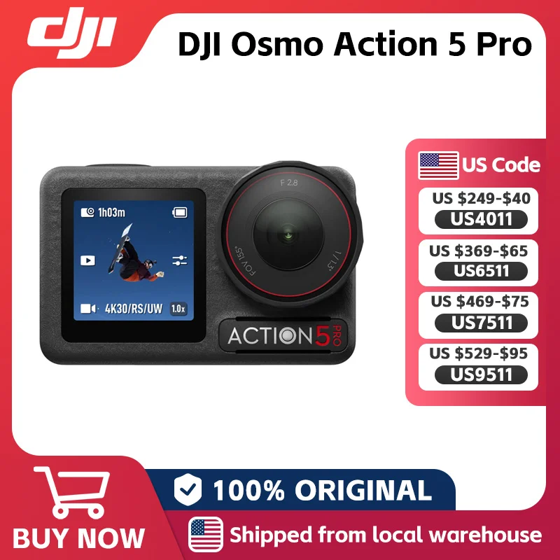 DJI Osmo Action 5 Pro Sensor de 1/1,3 pulgadas 4 horas de duración de la batería Estabilización robusta con 360 °   HorizonSteady Original en stock
