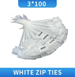 2.5*100mm 100pcs zip ties Write On Ethernet RJ45 RJ12 Wire Power Cable Label Mark Tags nylon cable ties