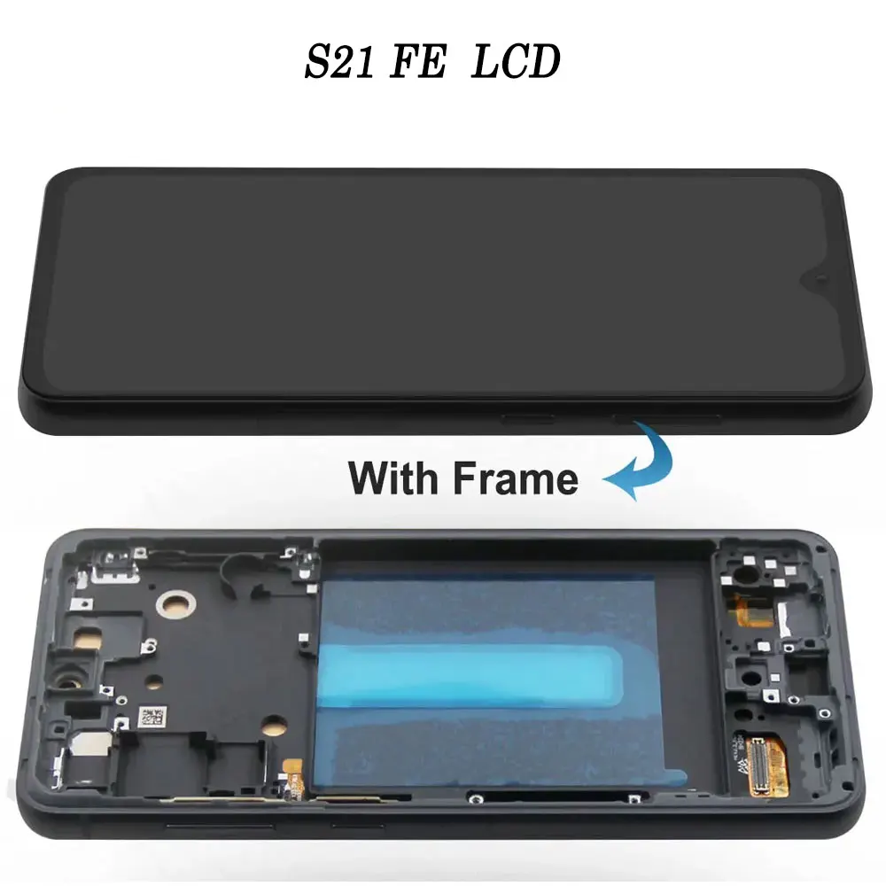 Super AMOLED S21 FE Touch Screen Digitizer Assembly For Samsung S21FE LCD G990 G990U G990E G990B/DS Screen Pantalla Repair Parts