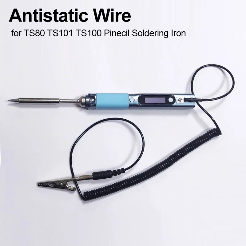 Anti Static Spring Grounding Wire Clamp Earth Cable Alligator Clip to U Terminal for TS80 TS101 TS100 Pinecil Soldering Iron