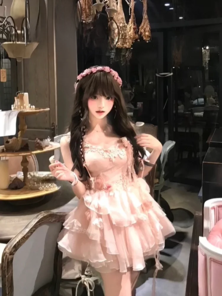 الحلو 3D زهرة Strapl Princ ort Dr المرأة سليم صالح منتفخ الصيف جديد Sle عادية Ele تنورة العلامة التجارية الصينية #1