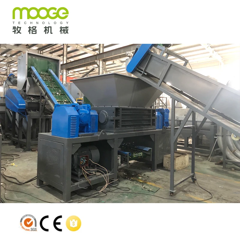 Two Shaft Plastic Bottle Crushing Jerry Cans Shredder Waste Recycling Double Shasft hredder Machine