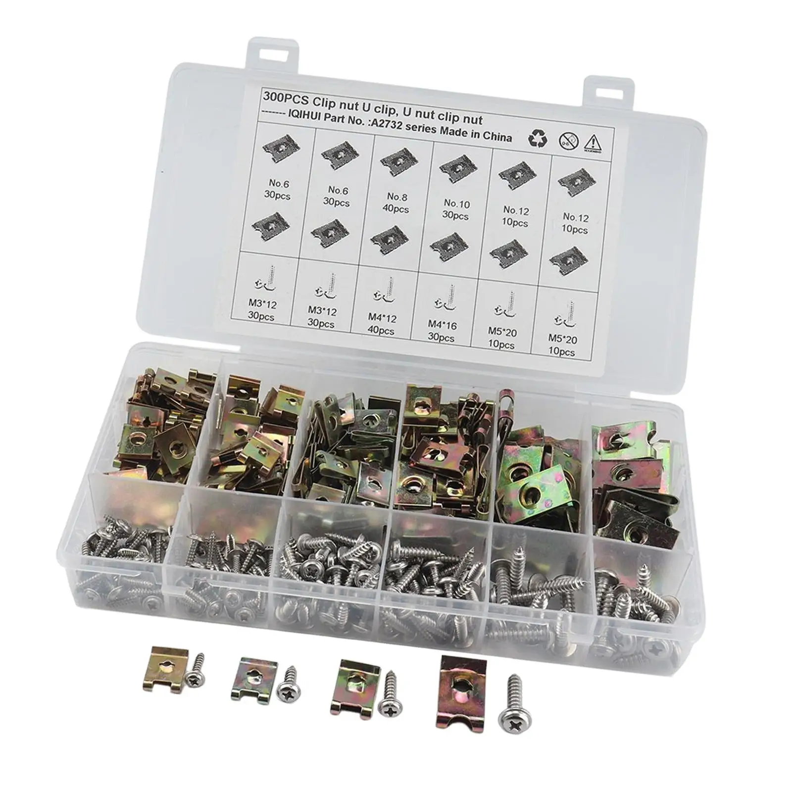 300Pcs Car Clip Nut and Screw kit Fastener for Car Accessories