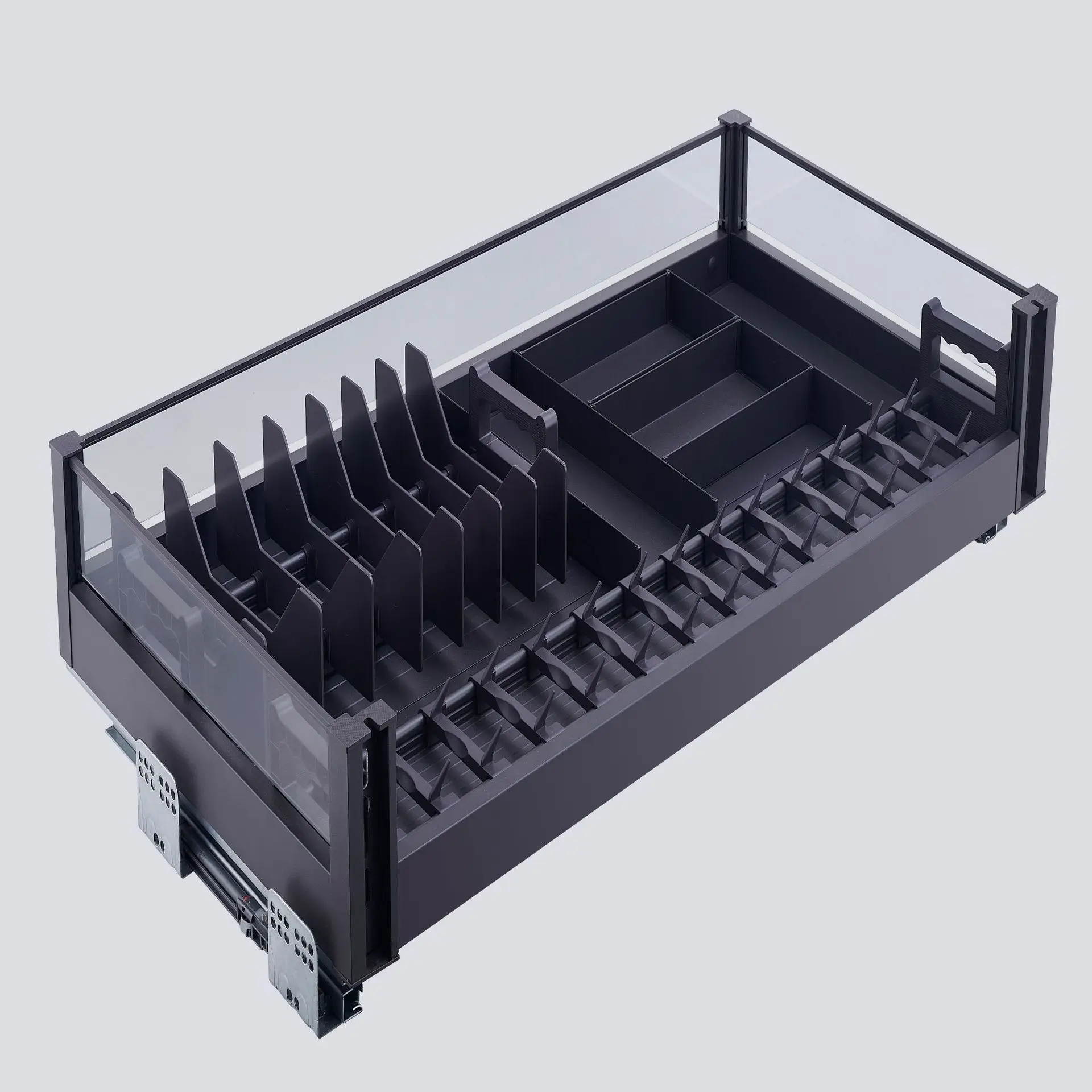 Factory Direct 2026 Support customized size, aluminum alloy glass combination drawer basket, multi-functional dish basket, free
