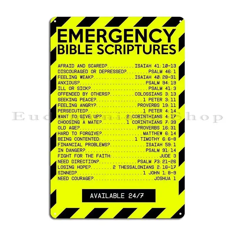 Emergency Bible Scriptures Numbers New And Improved Metal Sign Club Designer Funny Club Bar Cave Tin Sign Poster