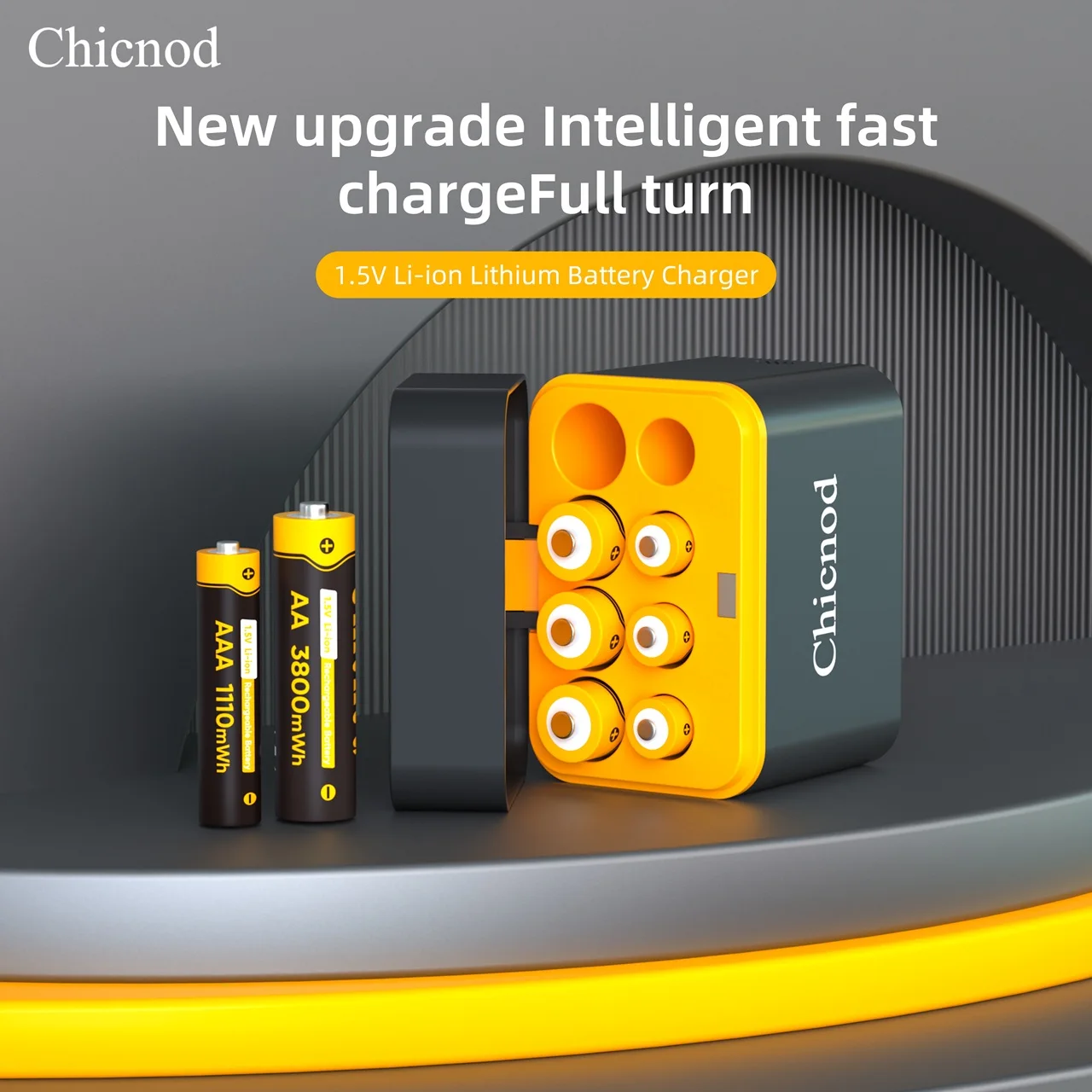 Chicnod 1.5V AA AAA Rechargeable Battery Set 3800mWh 1110mWh Li-ion with 8 Slot Smart Charger Storage Box for toys wireless mice