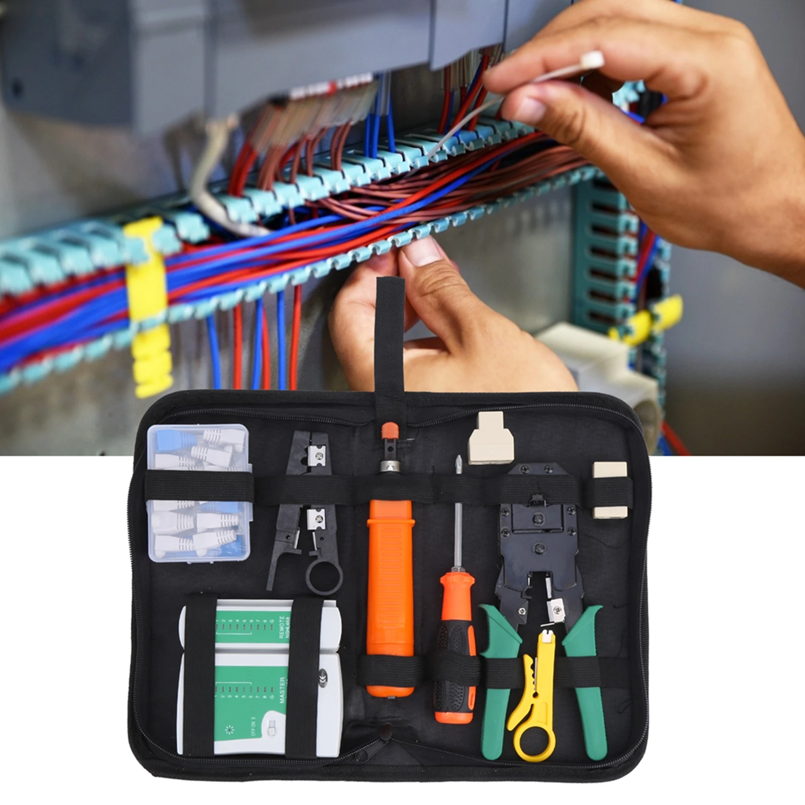 

Network Wiring Tool Set Portable Professional Cable Detection Accessories YG‑P310 DC 9V Wire Measuring Instrument