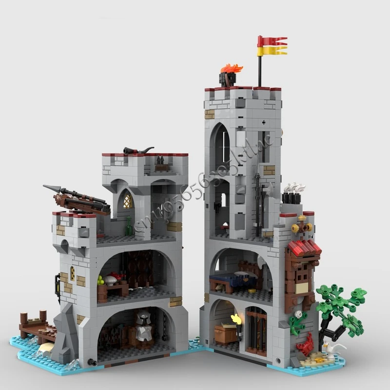 1321 ELEMENTÓW MOC Średniowieczny Nadmorski Rynek Wieża Modularny Model Klocki Konstrukcyjne Zestawy Edukacyjne Klocki do Składania Zabawki Prezent na Boże Narodzenie dla Dzieci
