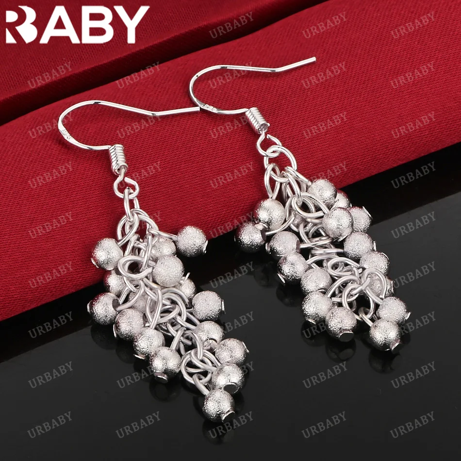 

URBABY 925 Sterling Silver Earring Frosted Grape Beads Drop Earrings For Women Jewelry Fashion Party and Daily Wear