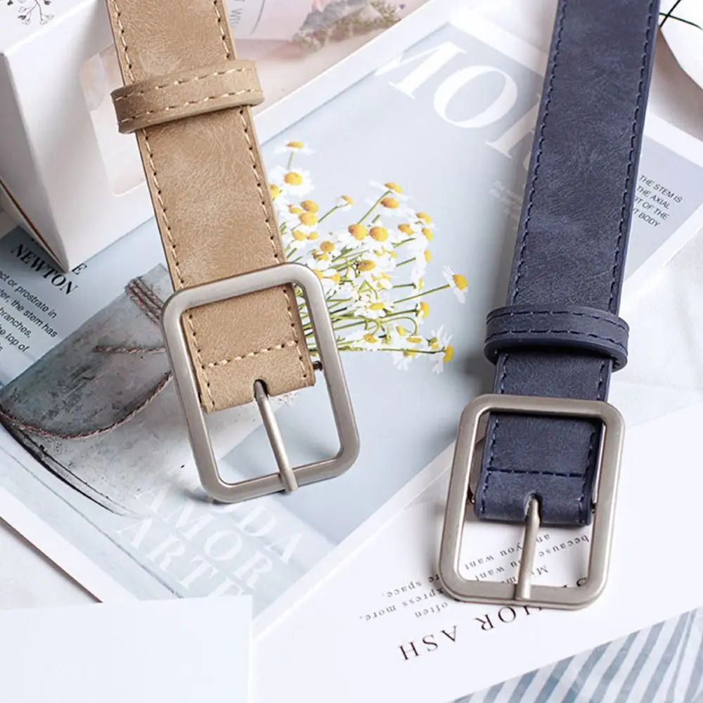 女性の高級ブランドデザインレトロウエストバンドスクエアピンバックルウエストバンドレザーベルトレディースドレスストラップ