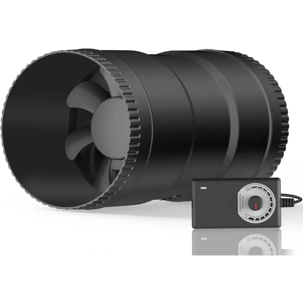 Hon&Guan 6 Inch Inline Booster Duct Fan with Speed Controller - 345 CFM Airflow with 19.2W Ultra-Low Power and Low Noise