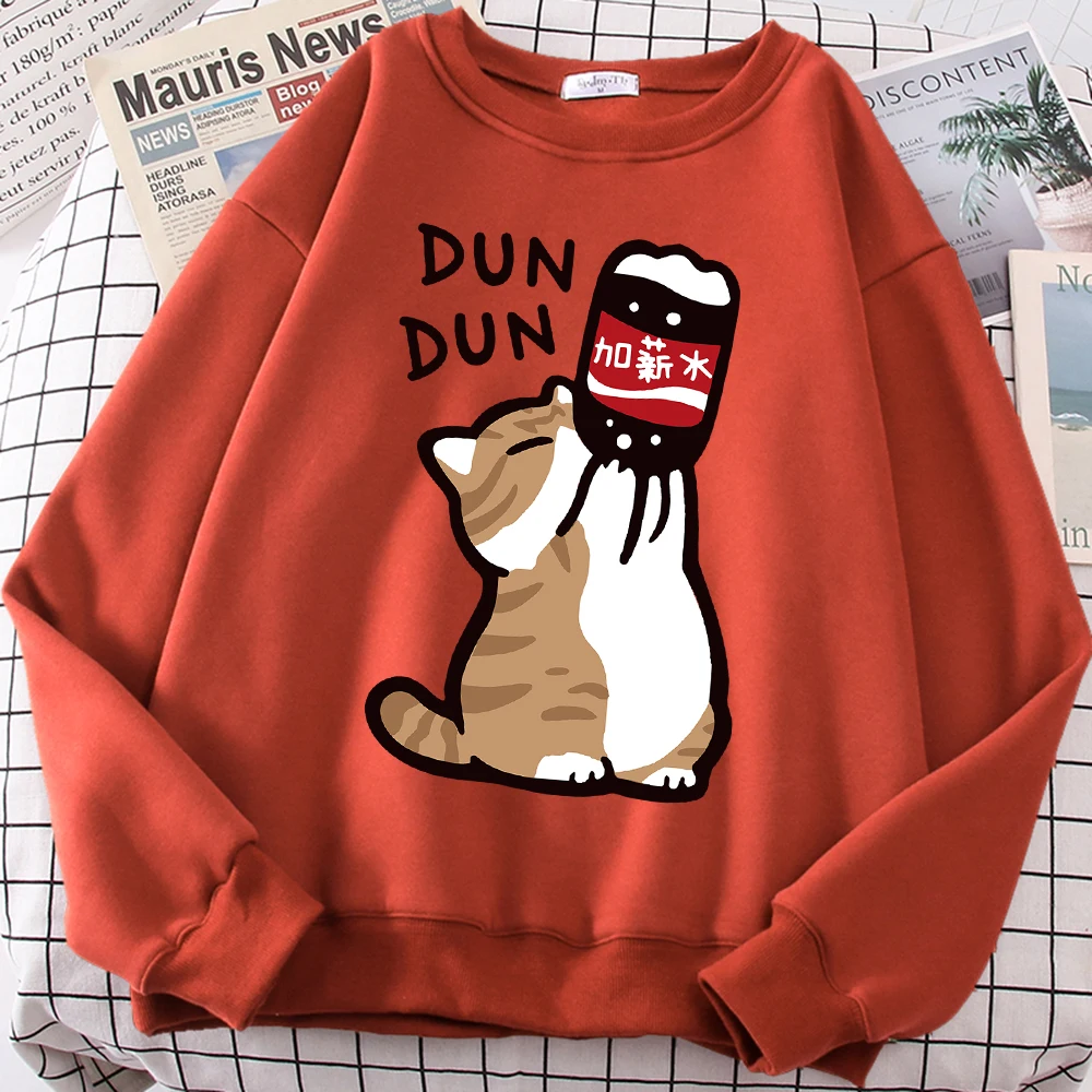 زيادة الارتداد متعة القط لطيف طباعة الرسوم المتحركة الرجال النساء هوديي Harajuku بلوزات فضفاضة Crewneck عادية هودي زوجين القمم