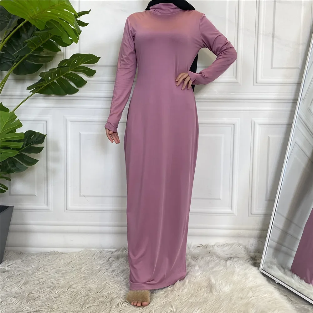 UNI nuevas mujeres musulmanas dentro unirse Vestido Medio Oriente Dubai Abaya Turquía Kaftan ropa islámica Mujer árabe Vestido de Color sólido